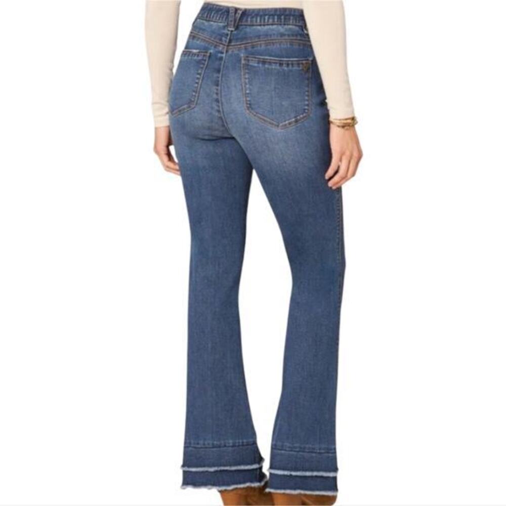Democracy Liberty Bell Flare Distressed Women's Blue Flared Jeans Size 8